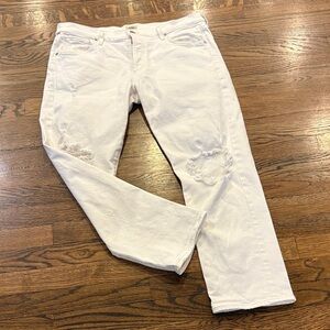Citizens of Humanity Emerson Slim Boyfriend White Women's Distressed Jeans, 30